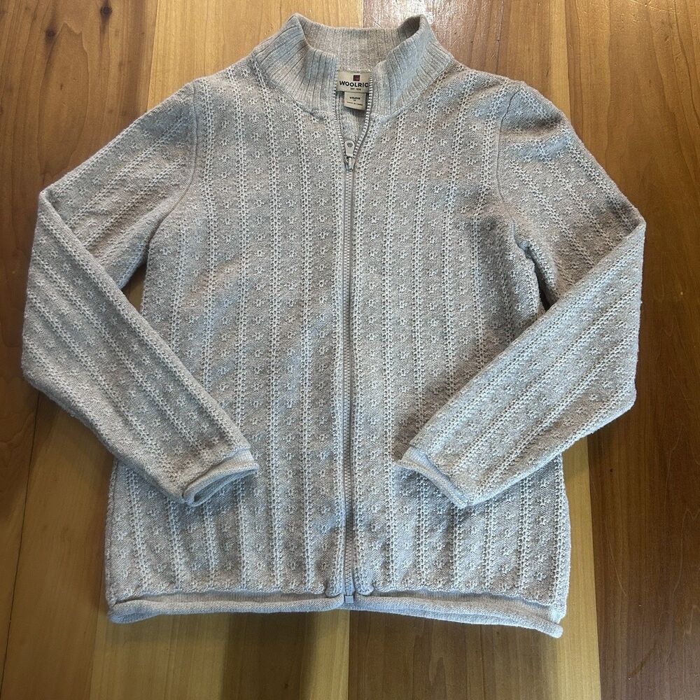 Woolrich Women’s Cardigan. Medium. Zip Front. Khaki. Wool Blend. Vintage